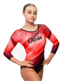 Personalised Kiki Red Long Sleeve Girls Gymnastics Leotard