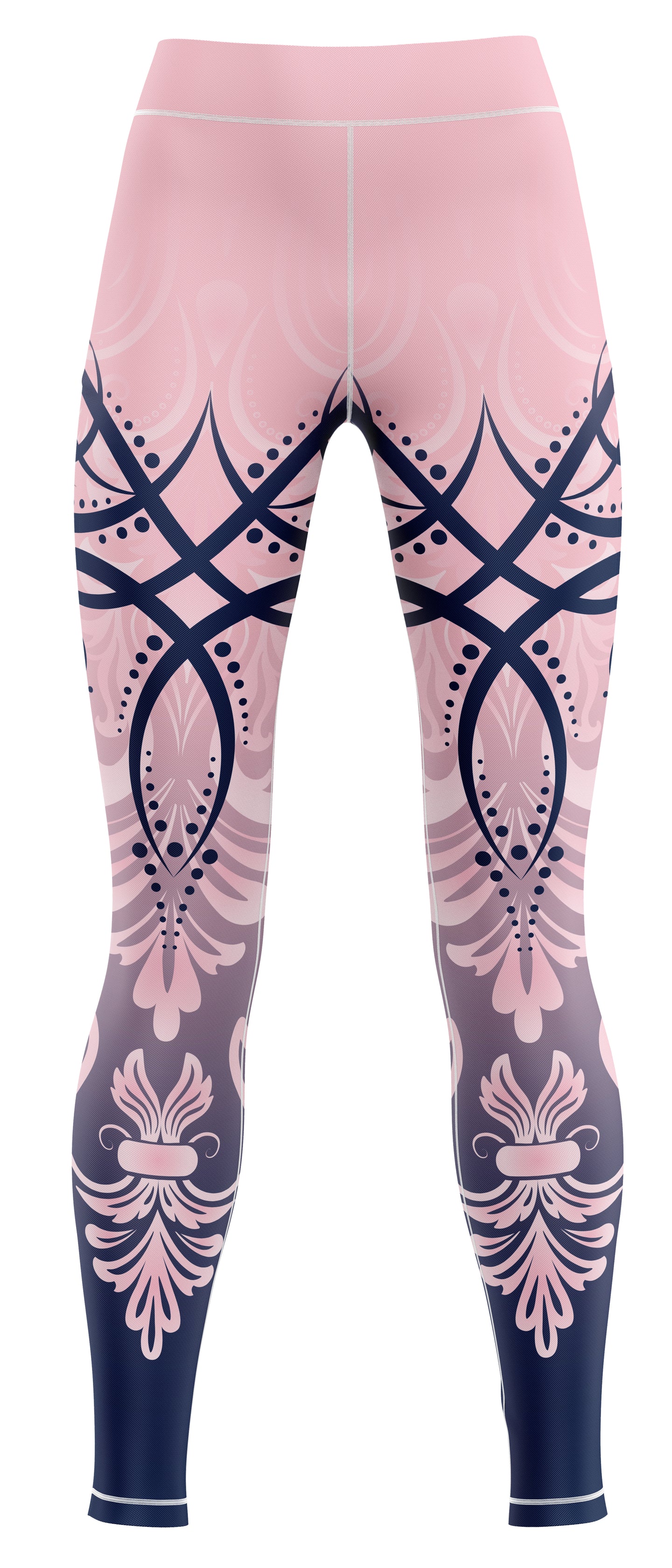 Pair of navy and royal blue activewear leggings for girls suitable for gymnastics and dance