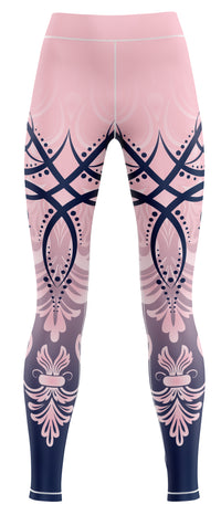 Pair of navy and royal blue activewear leggings for girls suitable for gymnastics and dance