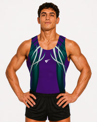 Justaucorps de gymnastique sans manches bleu marine Celeste pour garçons et hommes