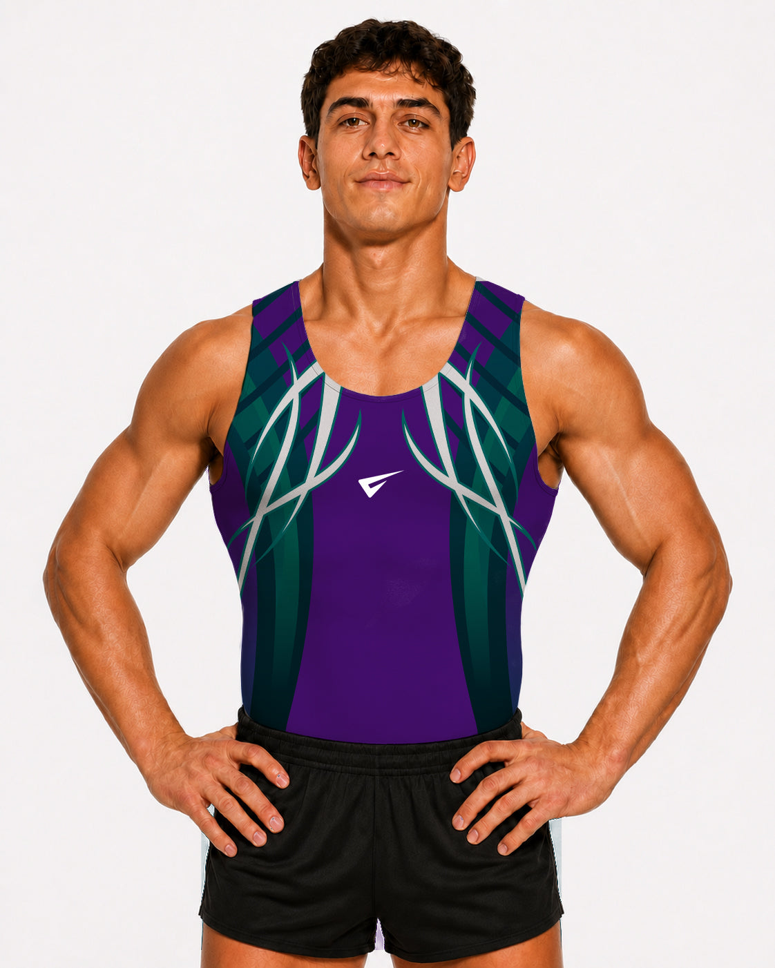 Justaucorps de gymnastique sans manches bleu marine Celeste pour garçons et hommes