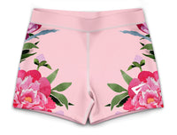 Pink Floral Watercolour Girls Gymnastics Hipster Shorts