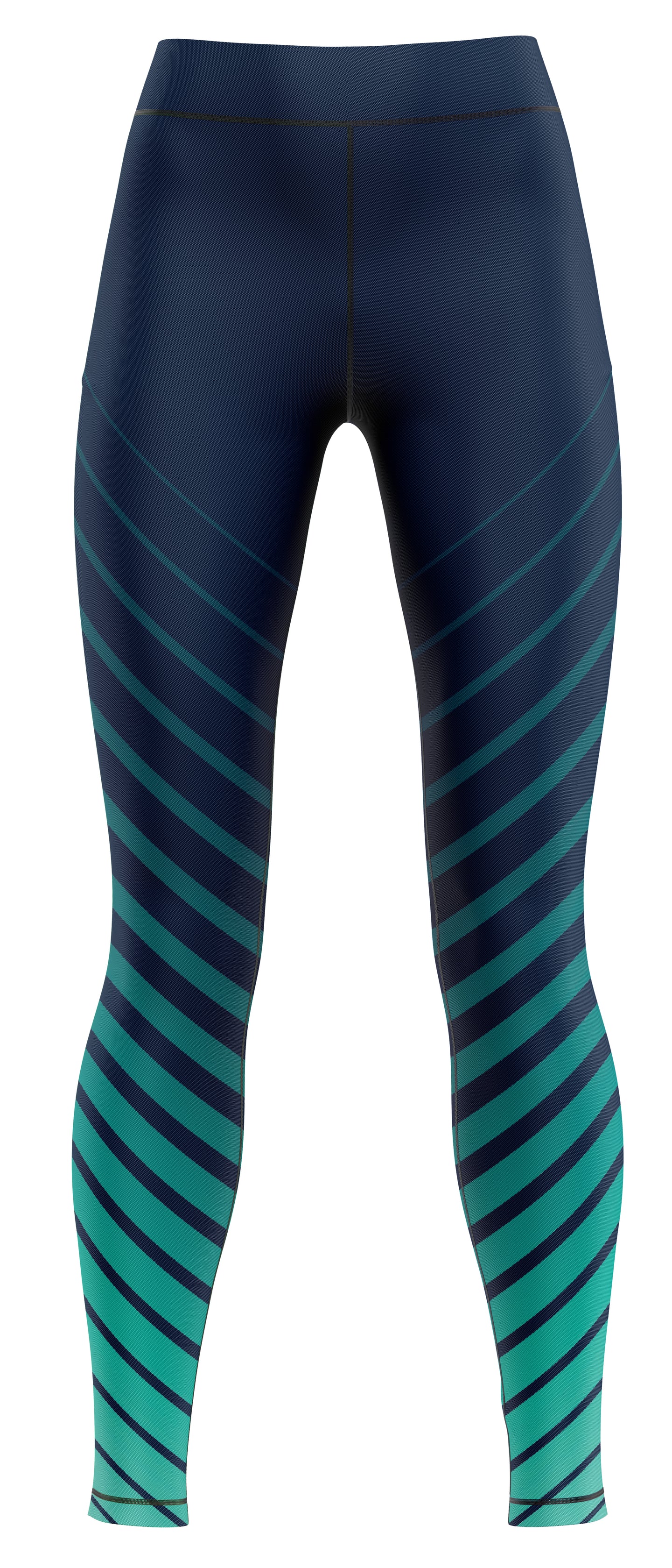 Blue girls' leggings shown flat, suitable for gymnastics and dance