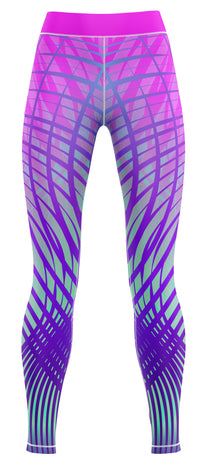 Blue activewear leggings on a plain background