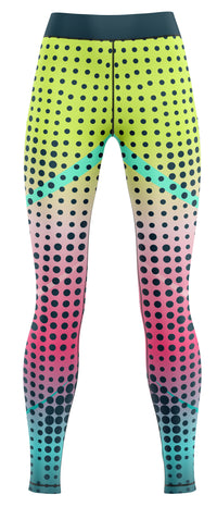 Blue girls' activewear leggings suitable for gymnastics and dance
