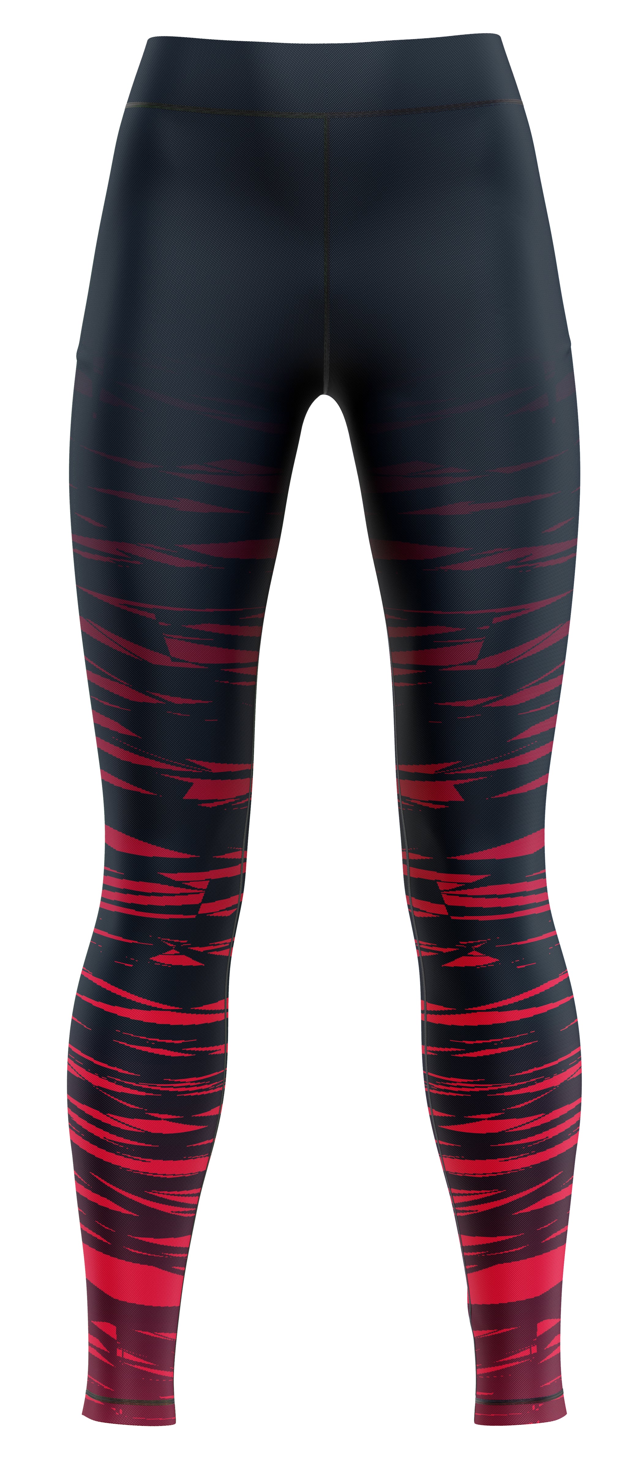 Blue activewear leggings laid flat, suitable for gymnastics or dance training
