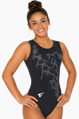 Quantara Hematite Dark Grey Sleeveless Gymnastics Leotard for Girls