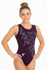 Quantara Aubergine Dark Purple Sleeveless Gymnastics Leotard for Girls