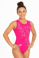 Quantara Flourescent Pink Sleeveless Gymnastics Leotard for Girls