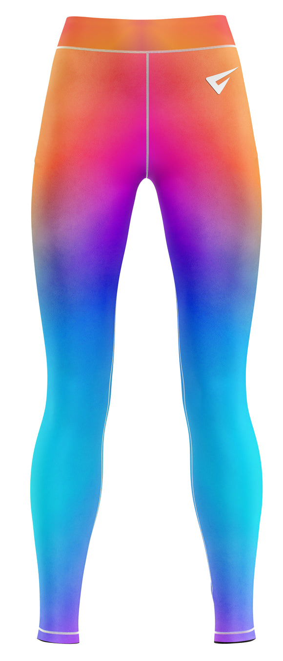 Radiant Rainbow Shiny Foil Girls Gym Activewear Leggings