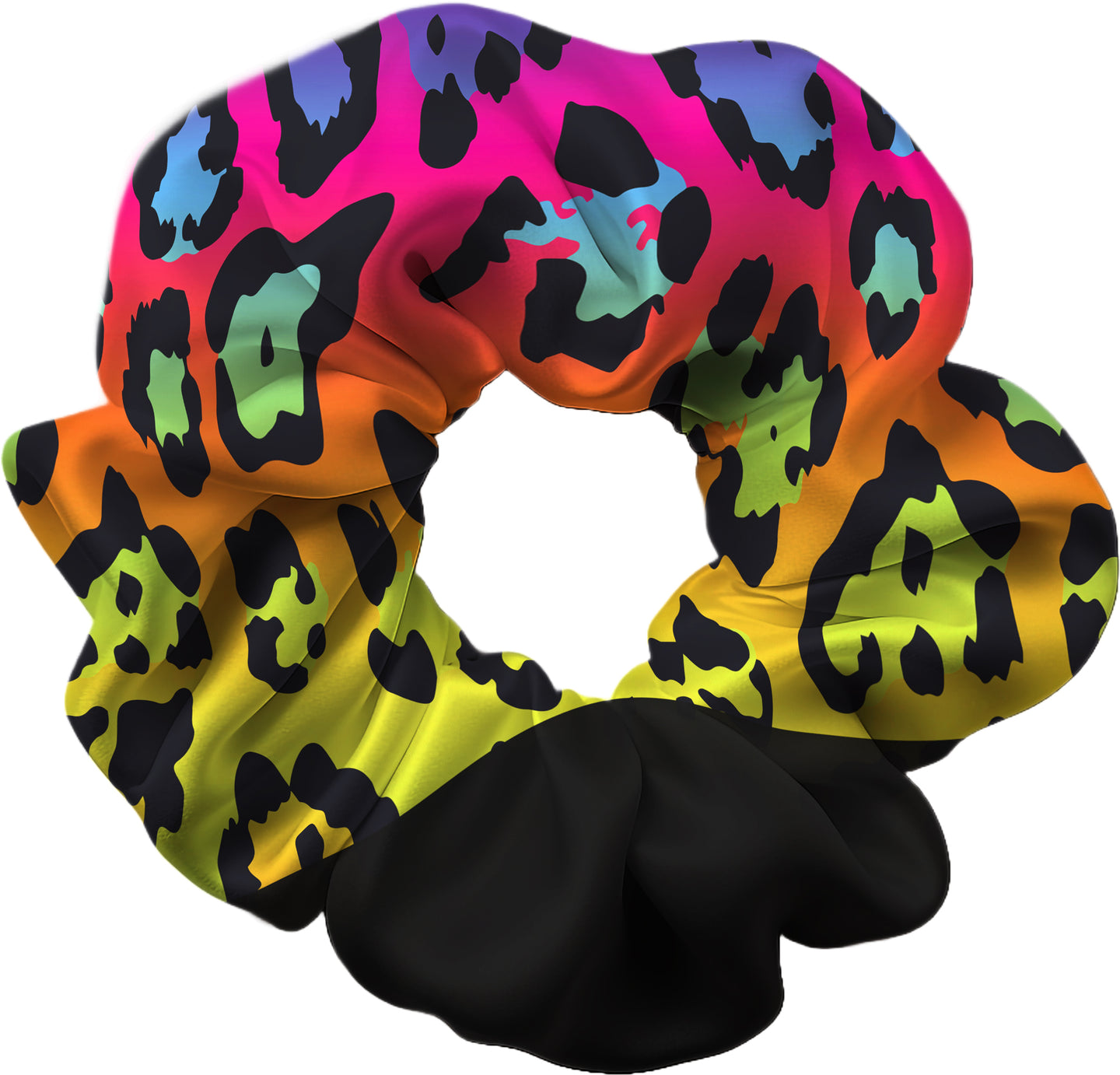 Rainbow Leopard Hair Scrunchie