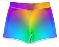 Rainbow Shiny Foil Mystique Crop Top and Shorts Activewear Set