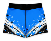 Spectacular in Blue and Black Gymnastics Activewear Girls Hipster Shorts
