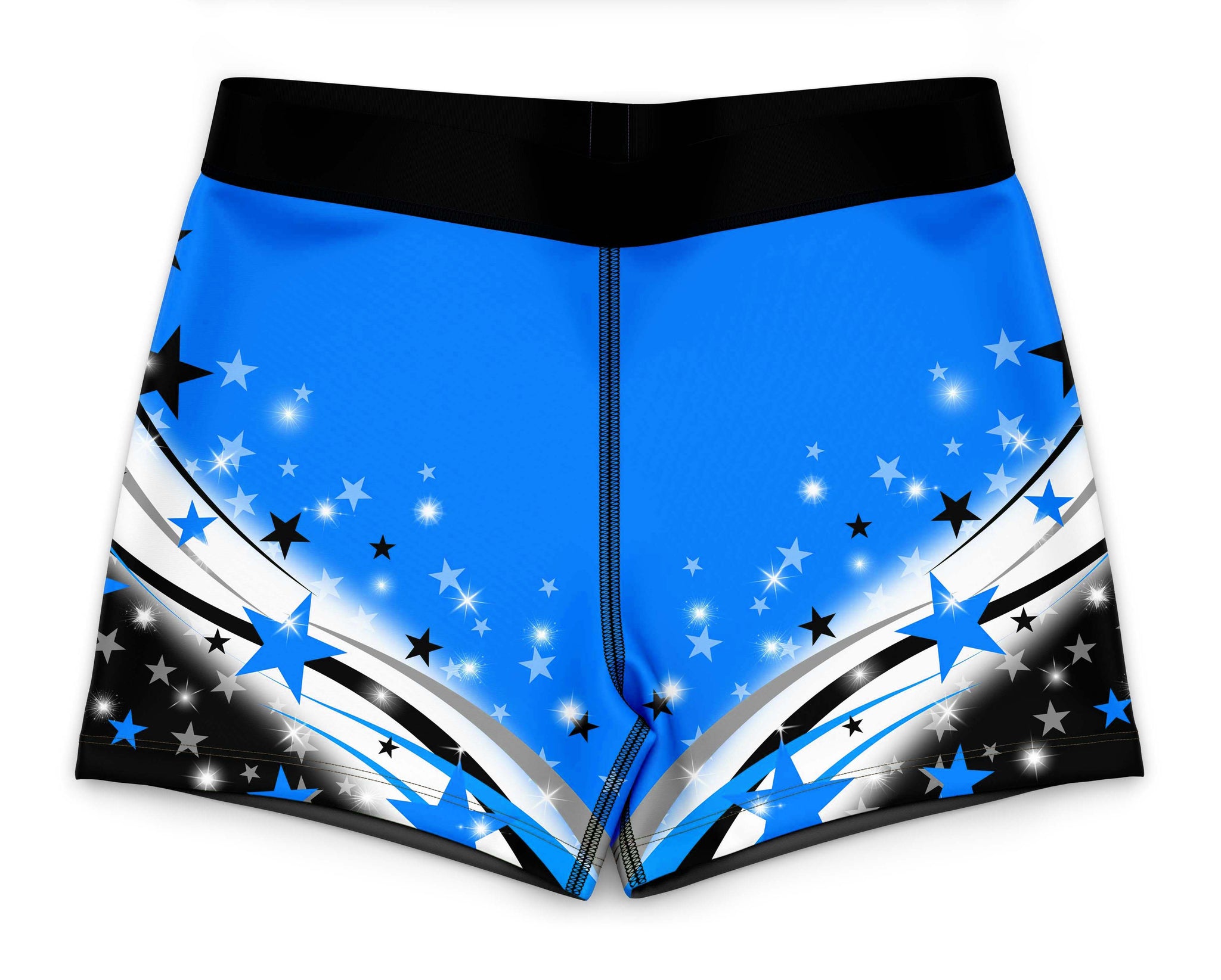 Spectacular in Blue and Black Gymnastics Activewear Girls Hipster Shorts