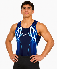 Justaucorps de gymnastique sans manches bleu marine Celeste pour garçons et hommes