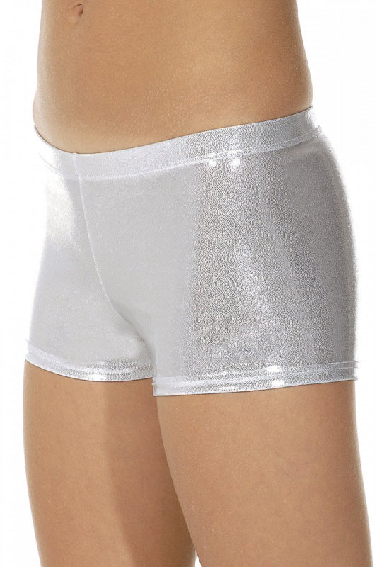 Silver Shiny Foil Mystique Girls Gymnastics Gym Shorts