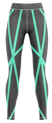 Blue athletic leggings with a streamlined fit suitable for gymnastics and dance