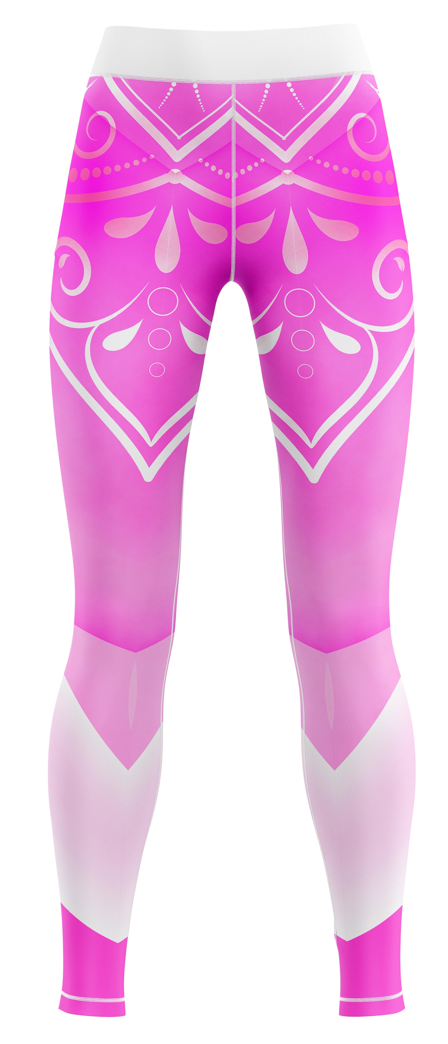 Pink gym activewear leggings laid flat on a plain background