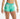 Turquoise hipster-style girls' gym shorts on plain background