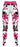 Pair of blue girls' activewear leggings laid flat showing simple athletic design