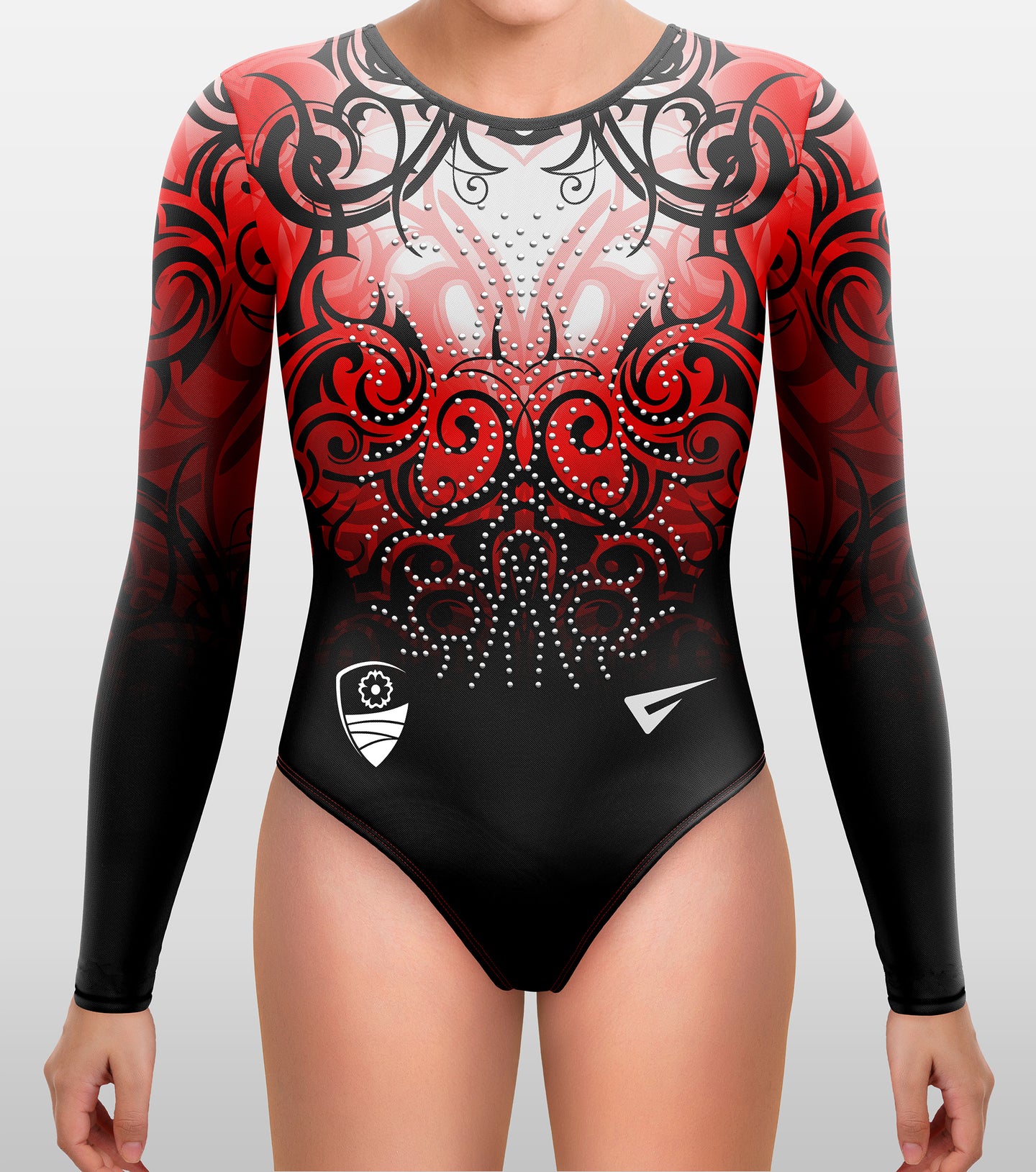 South Ribble Gymnastics Club Andromeda Red Long Sleeve Girls Gymnastics Leotard