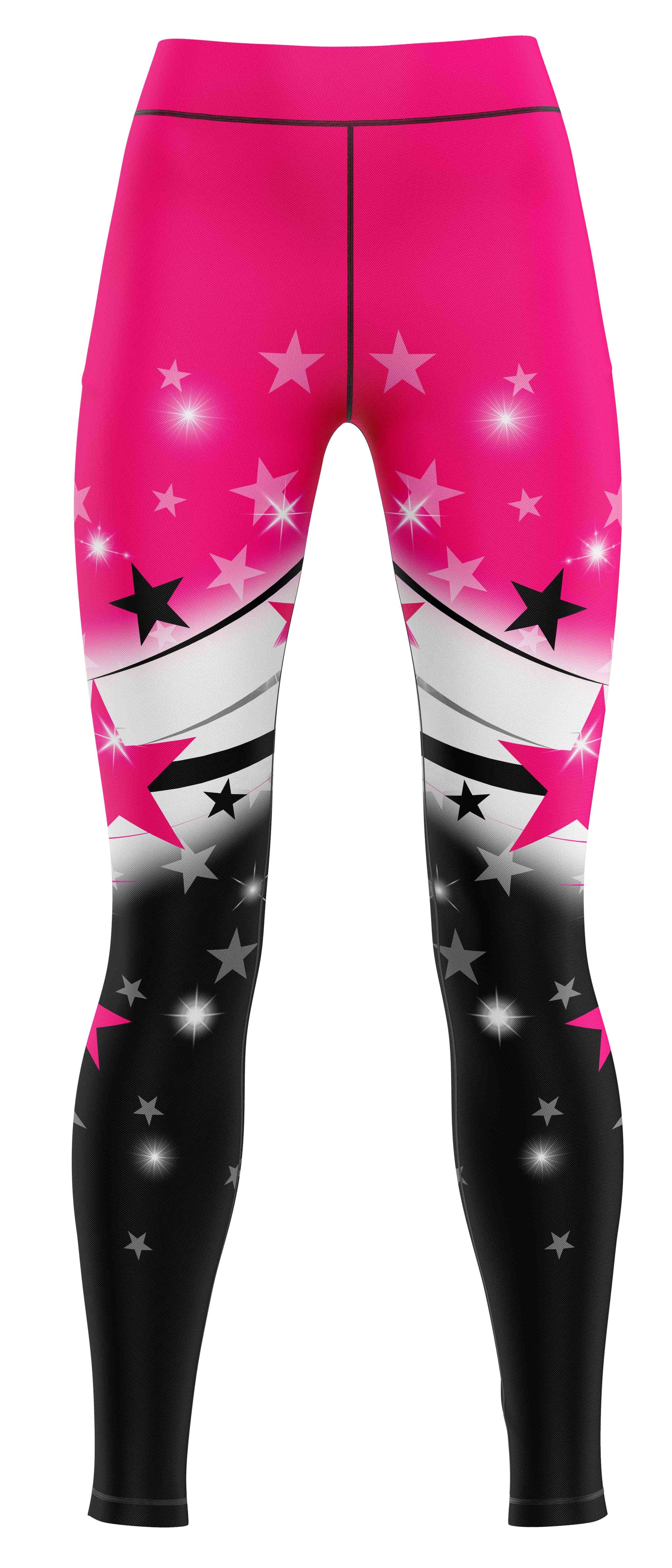 Girls' activewear leggings in pink and black colourway