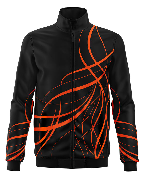 Personalised Swirls Orange and Black Tracksuit Warm Up Jacket