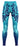 Pair of dark blue athletic leggings laid flat on a neutral background