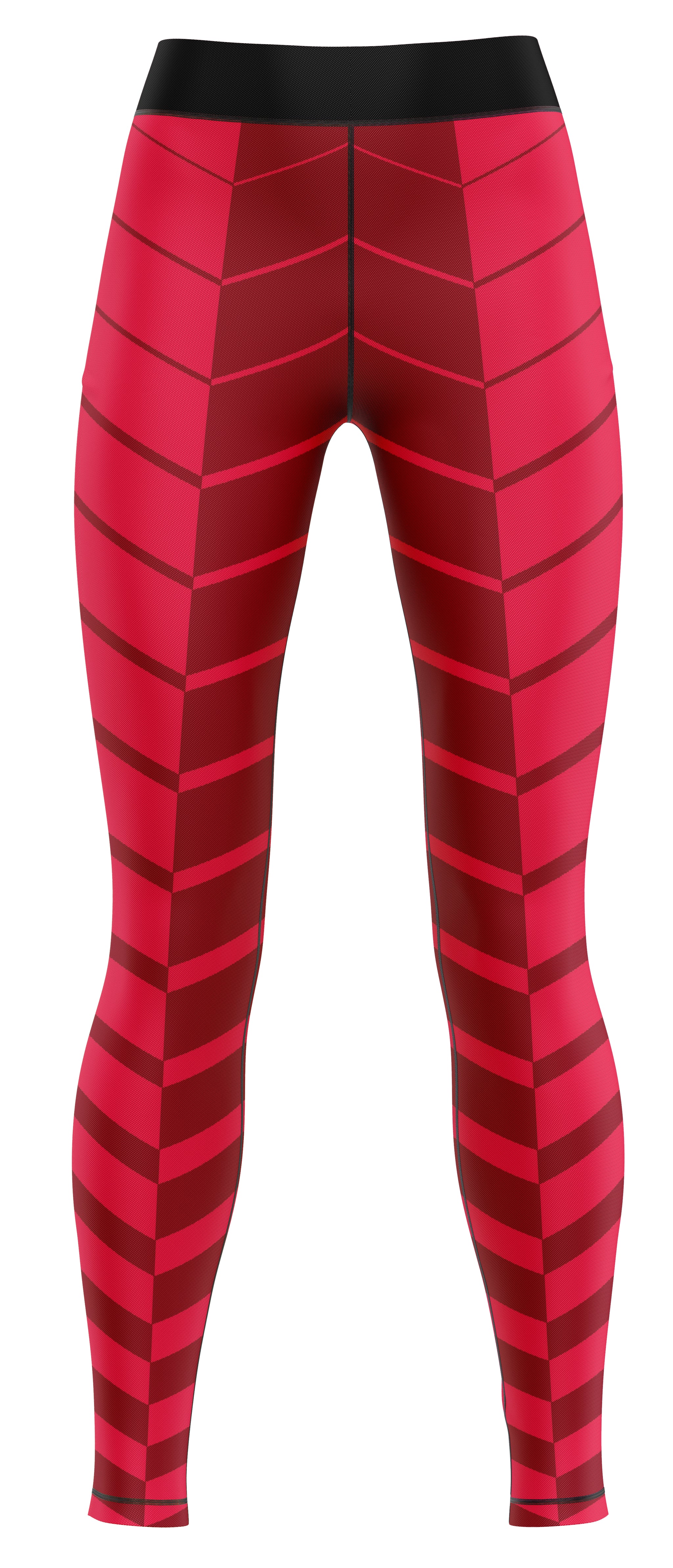 Red athletic leggings photographed against a plain background
