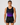 Trix Academy men’s gymnastics leotard in black and purple gradient with subtle flowing line detail, worn with black gym shorts.