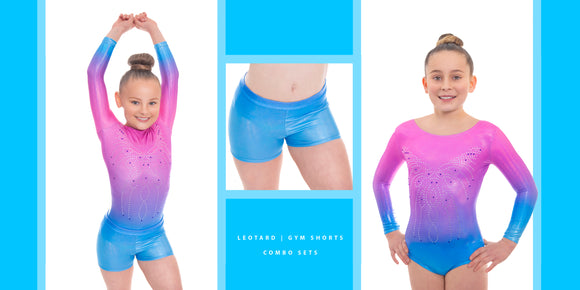 Gymnastics Leotard and Gym Shorts Combo Sets