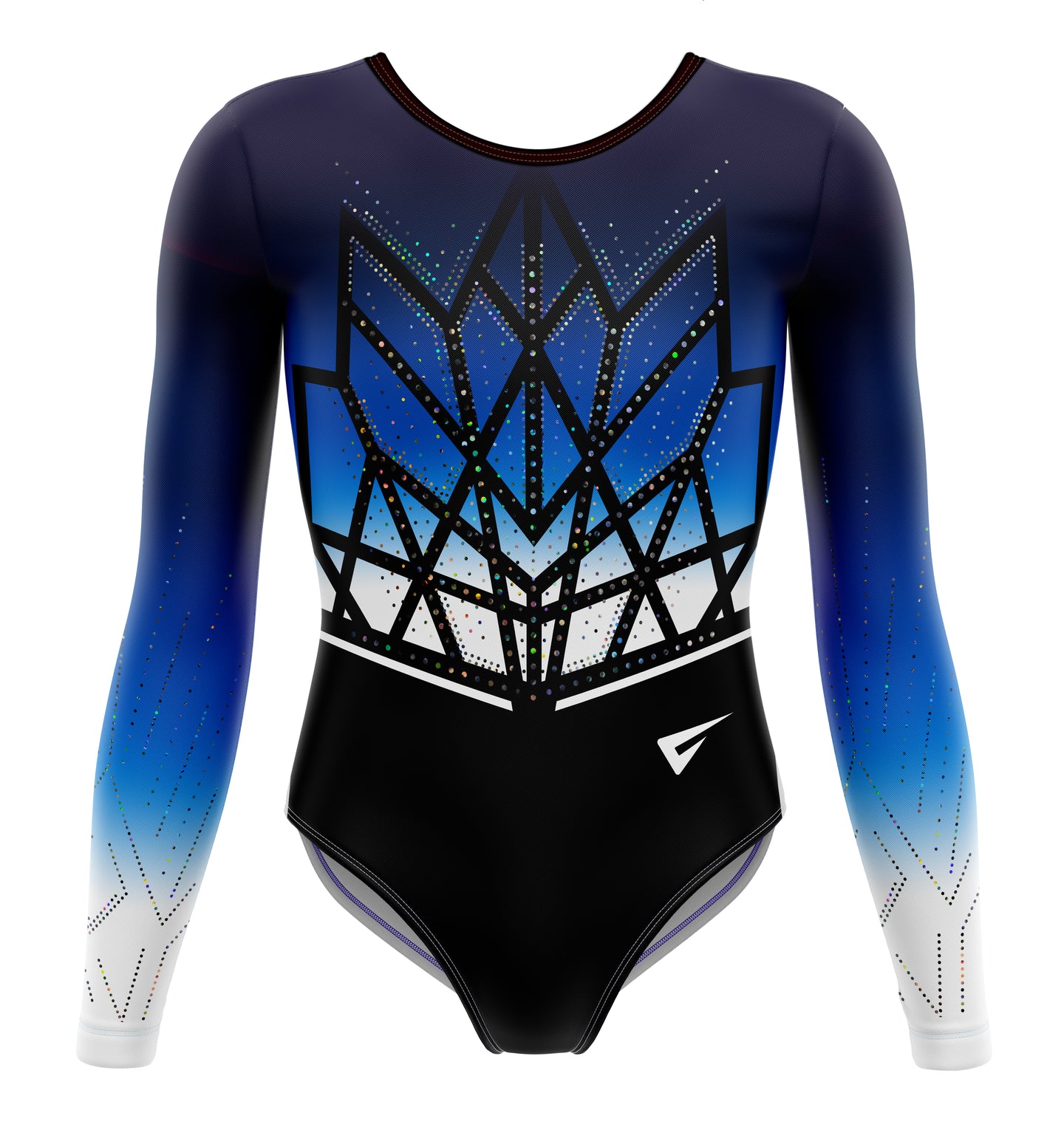 Velora Deluxe Blue to White Long Sleeve Gymnastics Leotard for Girls