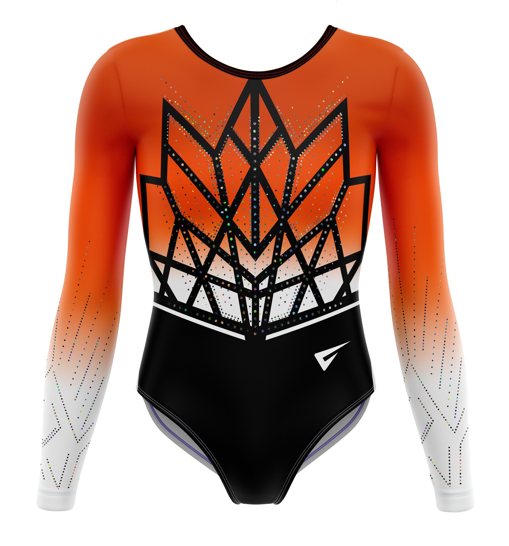 Velora Deluxe Orange to White Ombre Long Sleeve Gymnastics Leotard for Girls