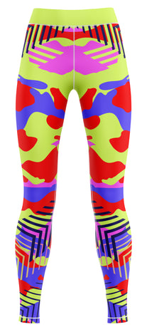 Blue girls' athletic leggings suitable for gymnastics, dance and training