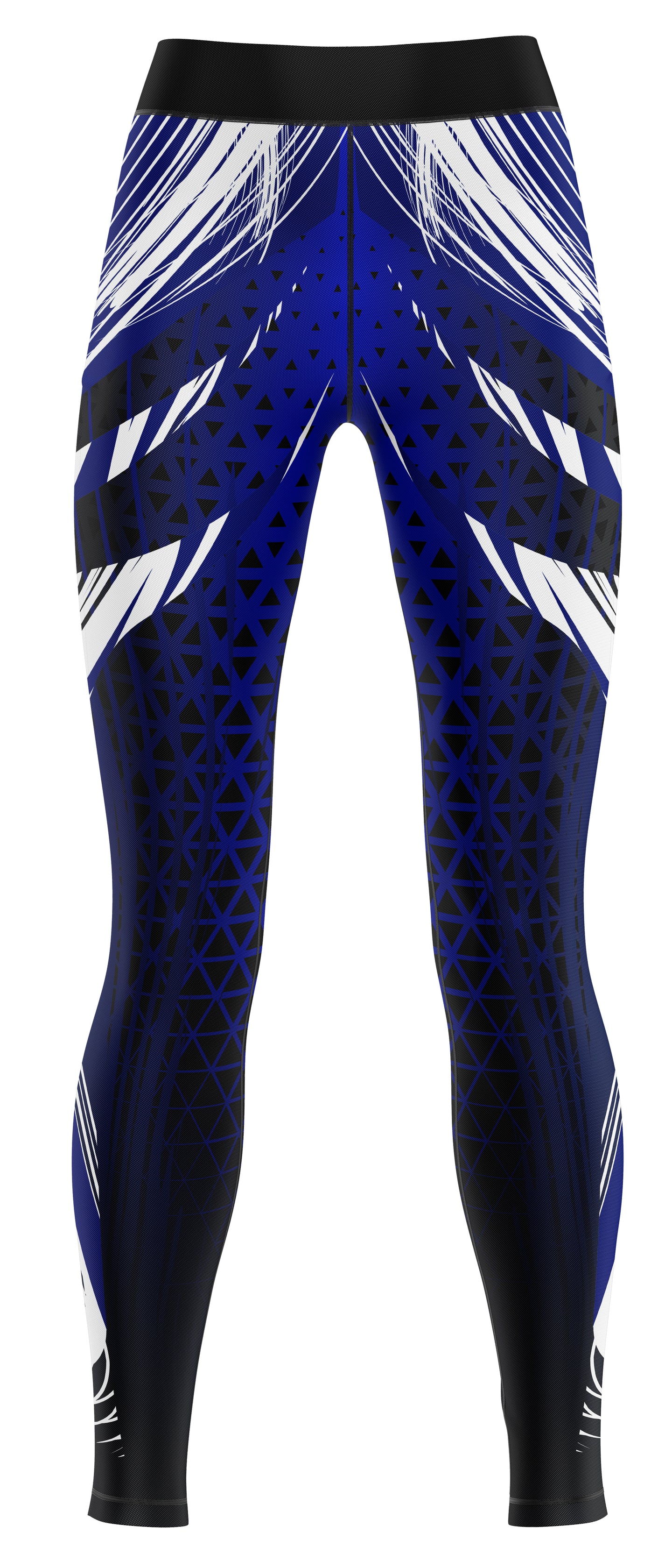 Light blue gym and dance leggings on a plain background