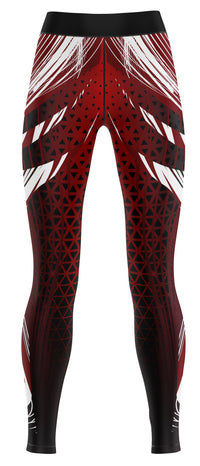 Red gym leggings with streamlined activewear silhouette