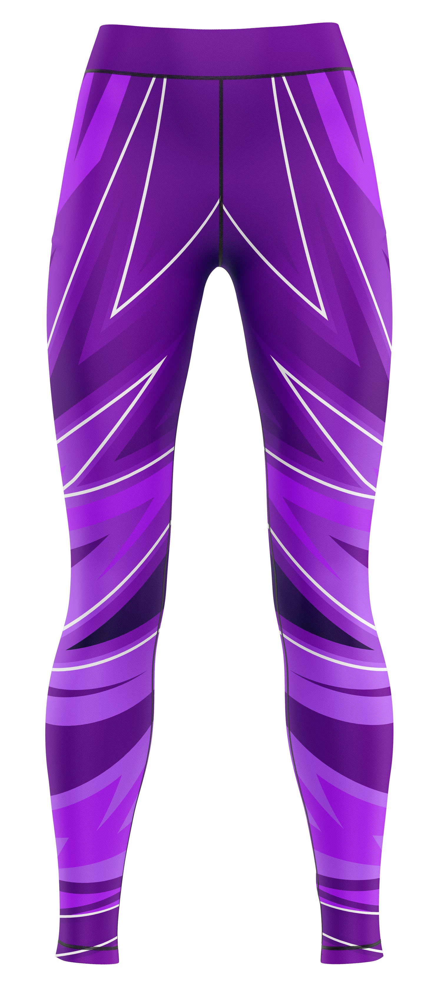 Pair of blue activewear leggings laid flat on a plain background