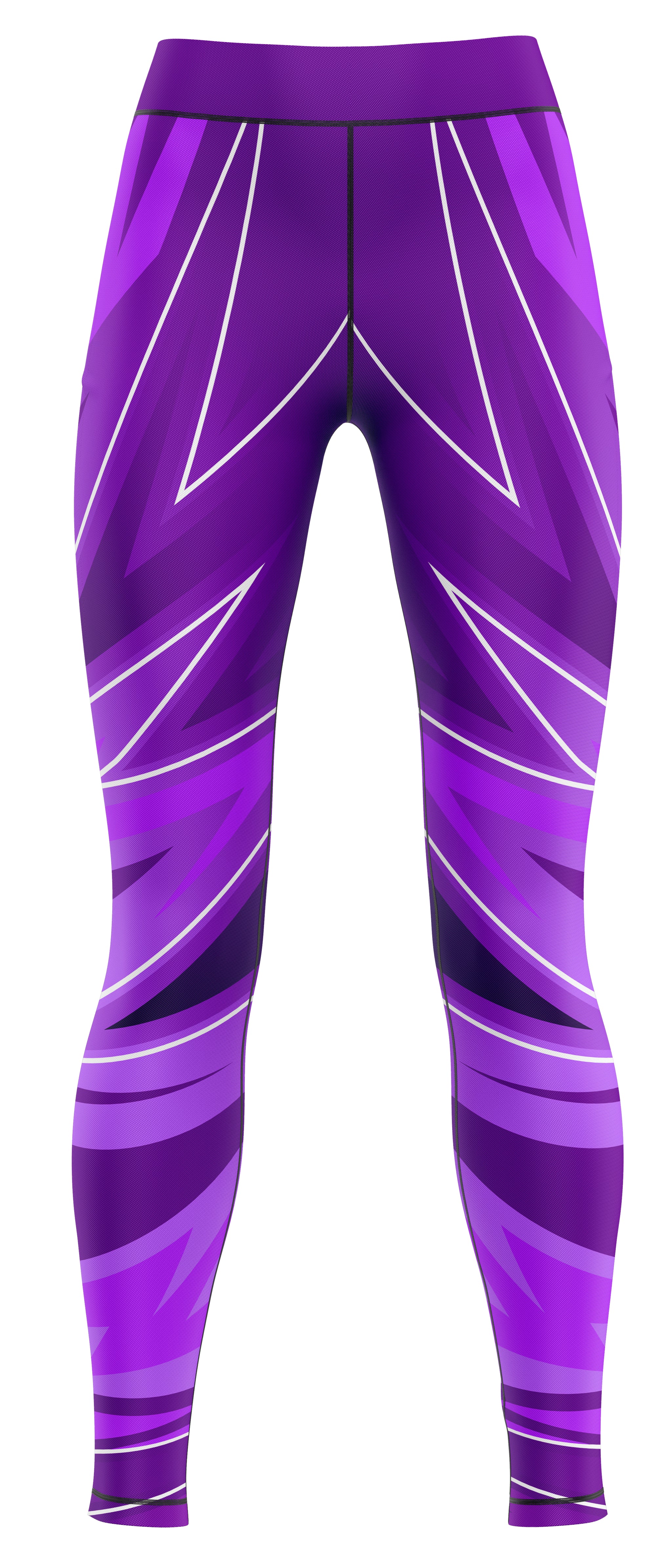 Pair of blue activewear leggings laid flat on a plain background