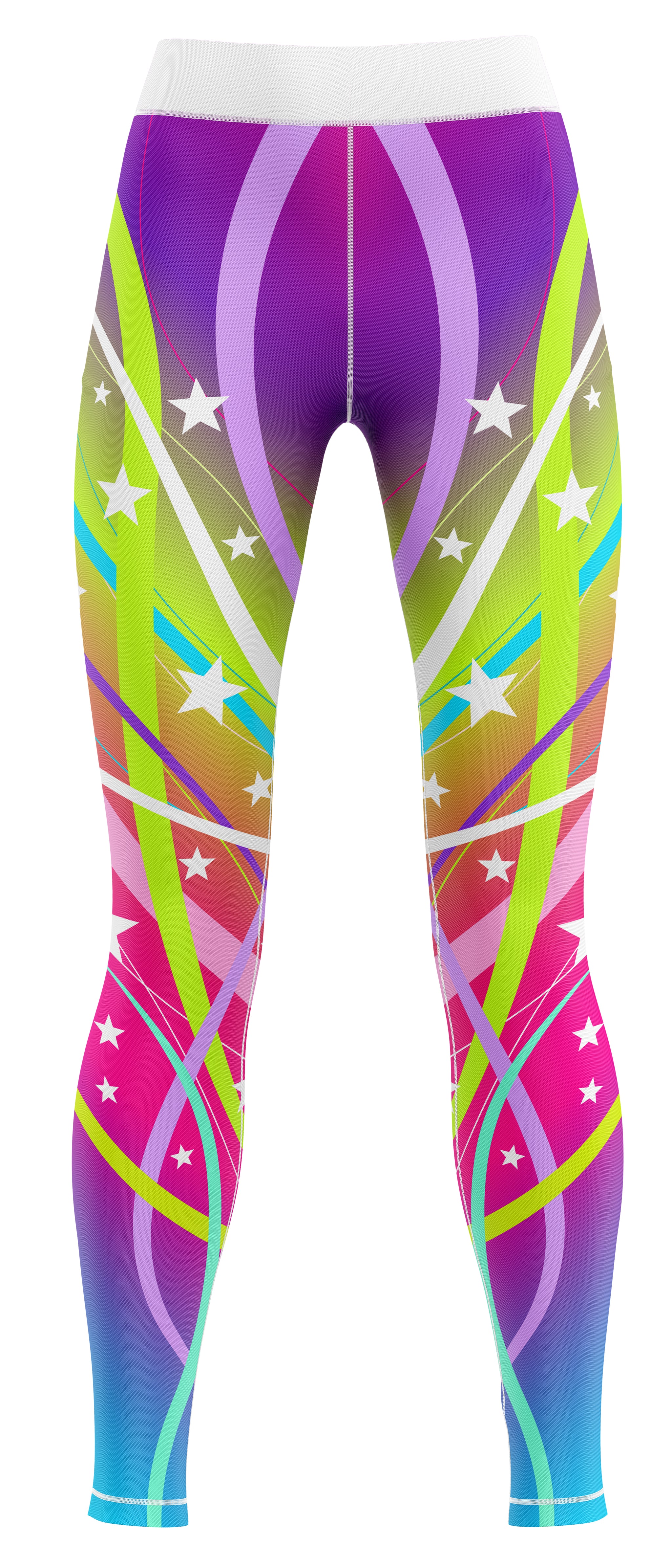 Colorful leggings with abstract pattern on a white background