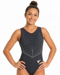 Zenvi Hematite Dark Grey Sleeveless Gymnastics Leotard for Girls