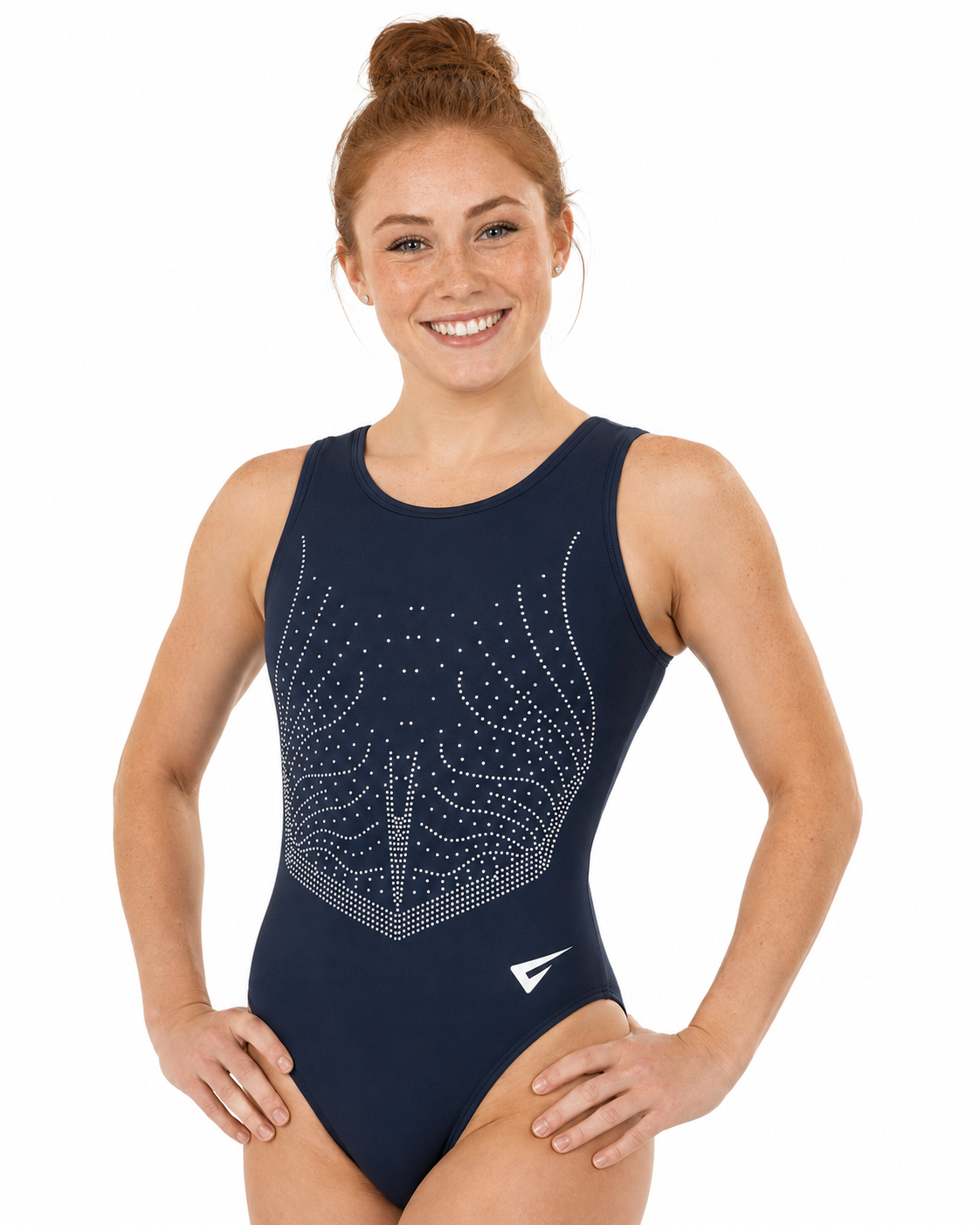Zenvi Navy Blue Sleeveless Gymnastics Leotard for Girls