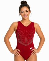 Zenvi Red Sleeveless Gymnastics Leotard for Girls