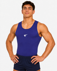 Royal Blue Sleeveless Gymnastics Leotard for Boys and Men