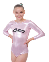 Personalised Baby Pink Mystique Long Sleeved Gymnastics Leotard