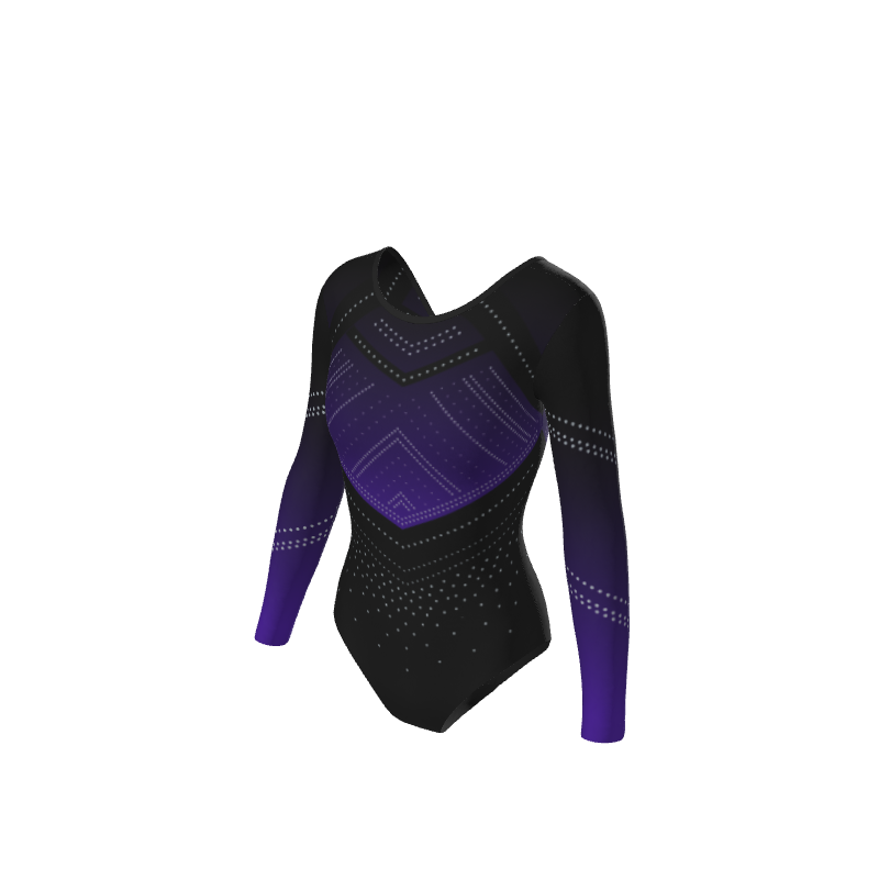 Long sleeve gymnastics leotard photographed against a plain background