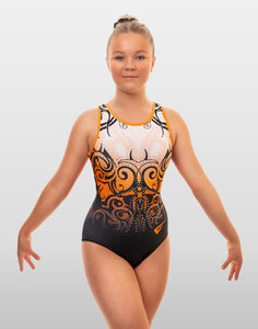 Andromeda Orange Gymnastics Sleeveless Gymnastics Leotard