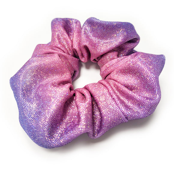 Angel Purple n Pink Foil Metallic Holographic Shimmer Hair Scrunchie