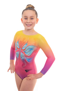 Summer Butterfly Long Sleeve Gymnastics Leotard