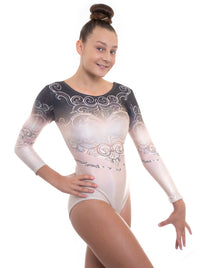 'Elegant' Black and Gold Long Sleeved Leotard
