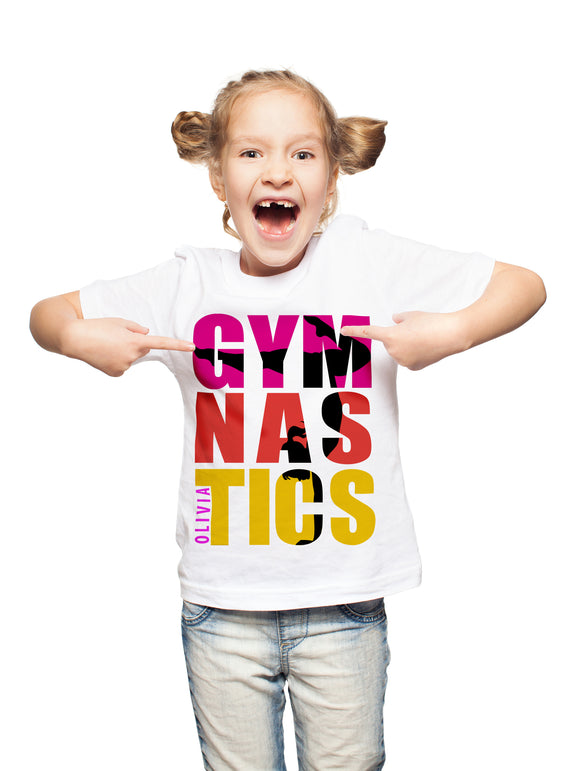 Personalised Impact Gymnastics Name Short Sleeve White Training T-Shirt